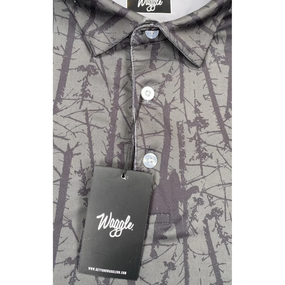 Waggle Golfin' With Squatch Sasquatch Golf Polo Gray Men's Medium NWT - Picture 6 of 7